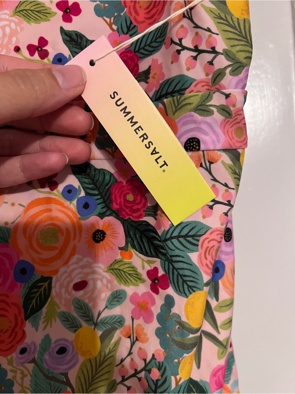 summersalt Floral Ruffle One-Piece Swimsuit in Pink, Orange, Green - Picture 4 of 7